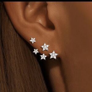 Cubic Zirconia Star Earrings, Star Cluster Earrings, Star Constellation Earrings